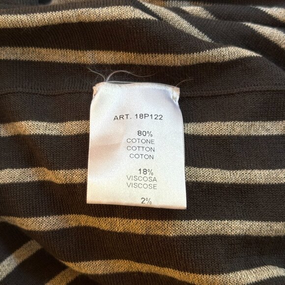 NWT Cotton-Viscose Blend Striped Relaxed Fit Gray Knit Top Made in Italy L/XL - Picture 7 of 8